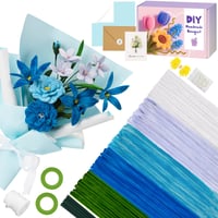 Set de 400 bucăți curățitoare de pipă UUEMB pentru confecționat flori, sârmă plușată în 5 culori, accesorii pentru lucru manual cu panglică, bandă adezivă și hârtie de ambalat 1