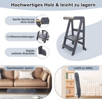 Uuoeebb Összecsukható Tanulótorony Gyerekeknek 1-6 Éves Korig - 3 Állítható Magasság, Mágneses Fehértáblával, Modern Konyhai Fellépő (Sötéts 5