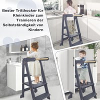Uuoeebb Összecsukható Tanulótorony Gyerekeknek 1-6 Éves Korig - 3 Állítható Magasság, Mágneses Fehértáblával, Modern Konyhai Fellépő (Sötéts 4