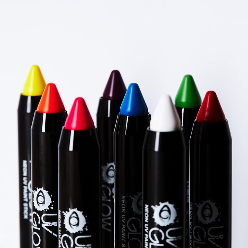 UV Glow Neon UV Ceruza Szett - Arcra és Testre, 6 Szín, UV Fény Alatt Világít