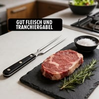 UV STYLISH 29 cm rozsdamentes húsvilla műanyag fekete nyéllel grill és tálaló villához pulykahús sütéshez 6