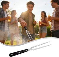 UV STYLISH 29 cm rozsdamentes húsvilla műanyag fekete nyéllel grill és tálaló villához pulykahús sütéshez 8