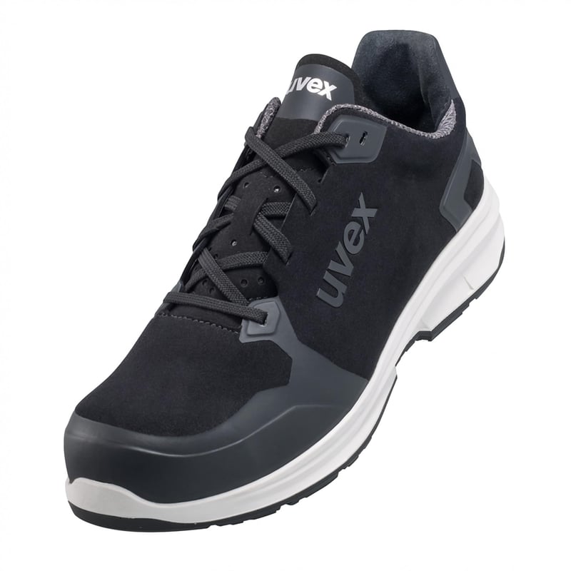Încălțăminte de protecție Uvex 1 Sport S3 ESD pentru bărbați - Pantofi de lucru ușori, ergonomici, respirabili, piele întoarsă, negru, mărimea 44 (EU)
