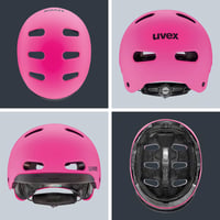 Cască de ciclism pentru copii Uvex 4kidz - Power Pink Mat - 51-55 cm - Ajustare individuală a dimensiunii - Interior lavabil 4