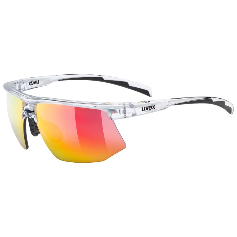 Ochelari de soare Uvex Aerios Sport - Transparent/Oglindă Roșu - Protecție UV - Anti-aburire - Brațe soft - Unisex