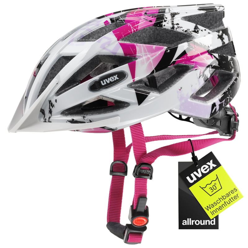 Detská cyklistická prilba Uvex Air Wing - bielo-ružová - 52-57 cm - ľahká, nastaviteľná veľkosť, možnosť doplnenia LED svetlom