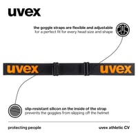 uvex Athletic CV Síszemüveg Felnőtteknek - Fekete/Kék-Narancs, Kategória 2 Szűrő, Páramentes, UV-Védelemmel, Snowboardozáshoz is 6