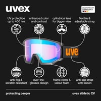 uvex Athletic CV Síszemüveg Felnőtteknek - Fekete/Kék-Narancs, Kategória 2 Szűrő, Páramentes, UV-Védelemmel, Snowboardozáshoz is 2