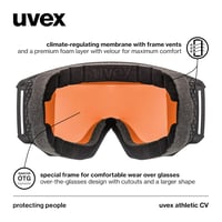 uvex Athletic CV Síszemüveg Felnőtteknek - Fekete/Kék-Narancs, Kategória 2 Szűrő, Páramentes, UV-Védelemmel, Snowboardozáshoz is 5