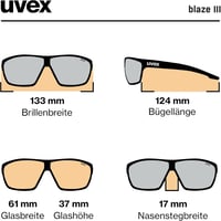 Uvex Blaze III sportoláshoz cserélhető lencsés napszemüveg férfiaknak és nőknek - 8 cm x 16 cm, Black / Blue, Single 5