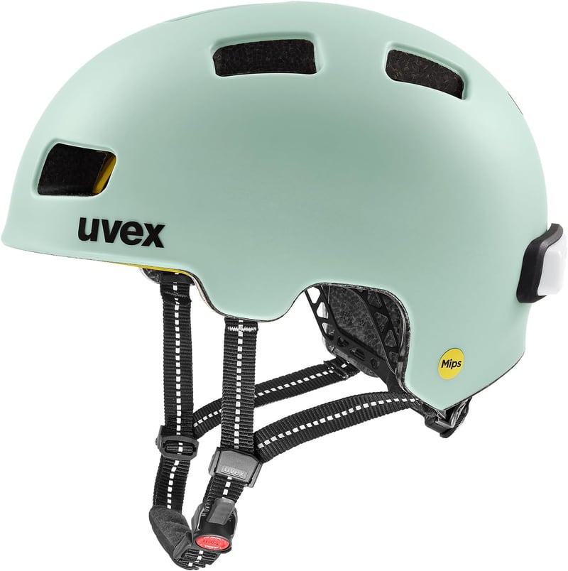 Mestská cyklistická prilba Uvex City 4 MIPS s LED svetlom - light jade matt - 55-58 cm