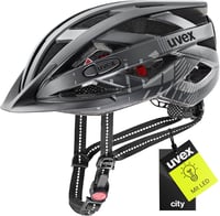 Uvex City i-vo könnyű város kerékpáros sisak LED fénnyel unisex - 52 - 57 cm, All Black Matte, Gen. 2 UK 1