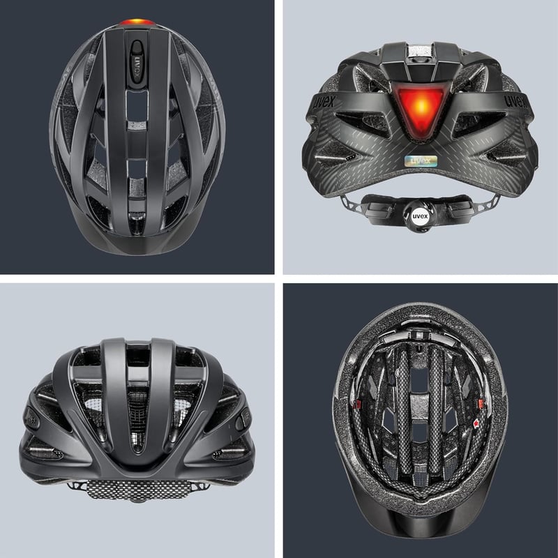 Uvex City i-vo könnyű város kerékpáros sisak LED fénnyel unisex - 52 - 57 cm, All Black Matte, Gen. 2 UK