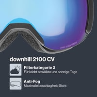 uvex Downhill 2100 CV Unisex Síszemüveg - Fekete Matt/Kék-Zöld, Polikarbonát Lencsével, Párásodásgátló, Snowboardozáshoz is 2