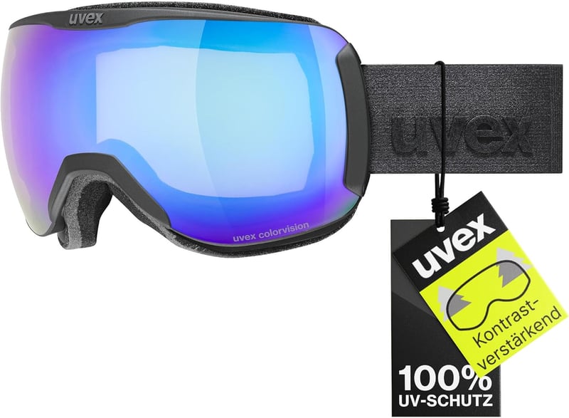 uvex Downhill 2100 CV Unisex Síszemüveg - Fekete Matt/Kék-Zöld, Polikarbonát Lencsével, Párásodásgátló, Snowboardozáshoz is