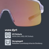 Športové okuliare Uvex dirt pre dospelých - 100 % ochrana pred UVA, UVB a UVC žiarením - Široké zorné pole - Priehľadné fialové/červené zrkadlové sklá 2