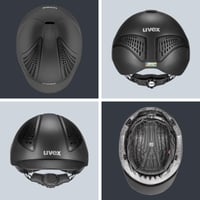 Cască de echitație Uvex Exxential III - Design Inmould ușor - Decupaj pentru coada de cal - Negru mat - Mărime L-XL - Echipament de echitație sigur și confortabil 4