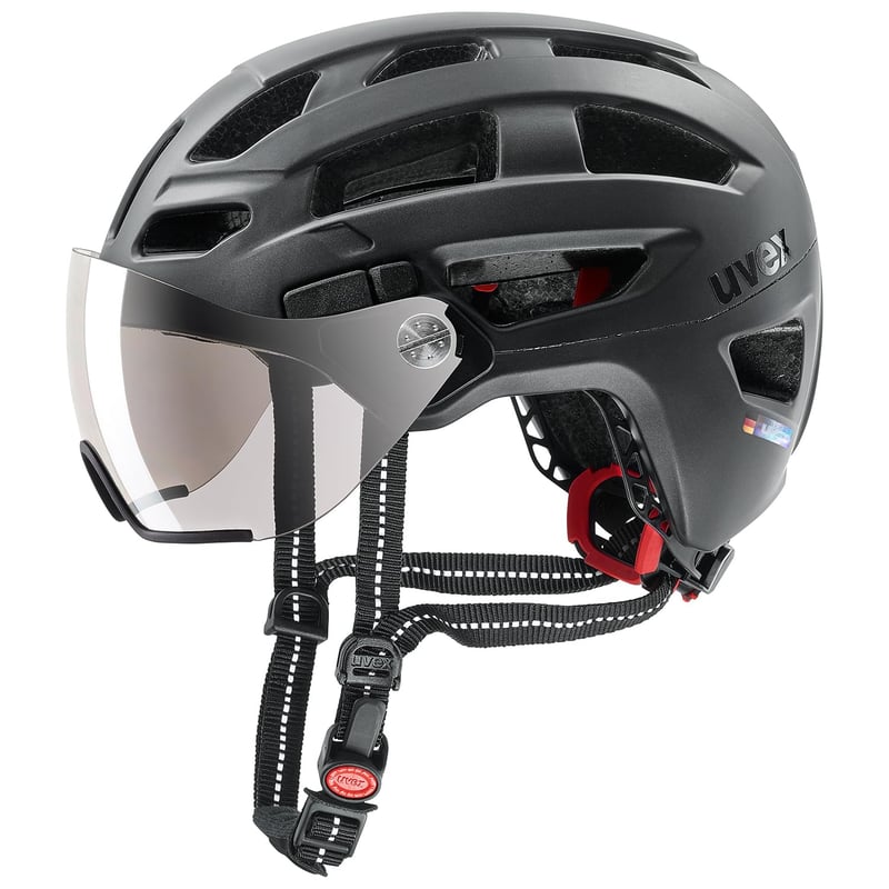 Cyklistická prilba Uvex Finale Visor s LED svetlom - Matná čierna - Obvod hlavy 52-57 cm - Mestská prilba pre mužov a ženy