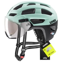 Cască de ciclism Uvex Finale Visor cu lumină LED - Jade-Black mat - circumferință cap 52-57 cm - Categorie filtru 1 - Bărbați și Femei 1