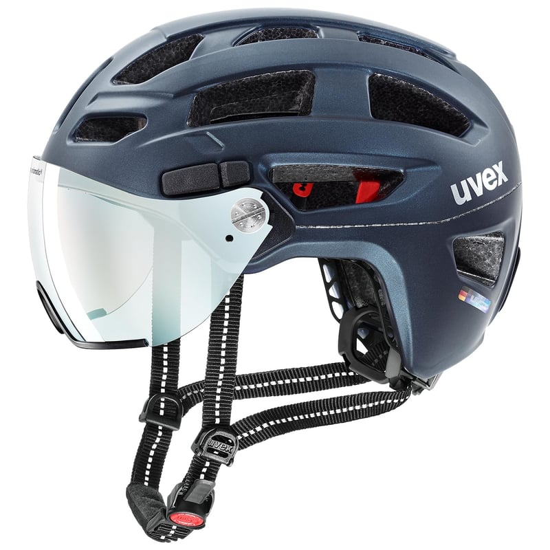 Cască de ciclism Uvex Finale Visor V cu vizieră fotocromatică și lumină LED - Deep Space mat - 56-61 cm