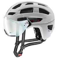 Cyklistická prilba Uvex Finale Visor V s fotochromatickým priezorom a LED svetlom – papierovo biela matná – obvod hlavy 56 – 61 cm 1