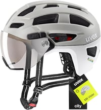 Uvex Finale Visor városi kerékpáros sisak LED-fénnyel unisex - 52-57cm, Sand-White Matt, Gen 2 1