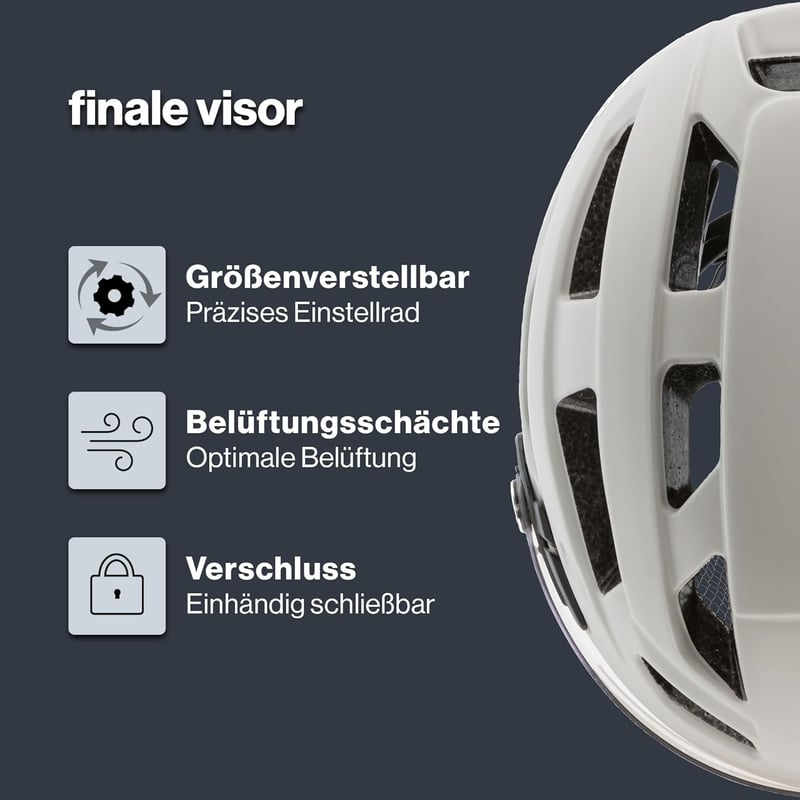 Uvex Finale Visor városi kerékpáros sisak LED-fénnyel unisex - 56-61cm, Sand-White Matt, Gen 2