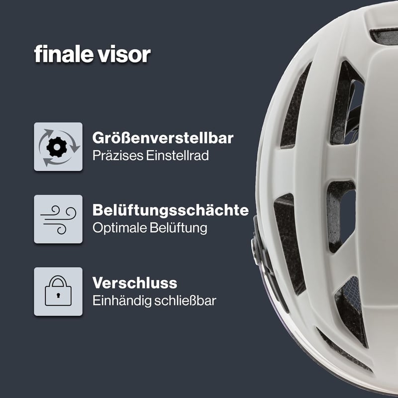 Uvex Finale Visor városi kerékpáros sisak LED-fénnyel unisex - 52-57cm, Sand-White Matt, Gen 2