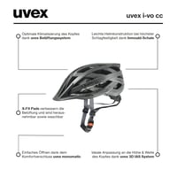 Cyklistická prilba Uvex I-VO CC, čierna-dymová matná, obvod hlavy 52-57 cm, unisex cyklistická prilba 6