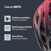 Cyklistická prilba Uvex i-vo cc MIPS - čierno-červená matná - 56-60 cm - ľahká univerzálna prilba s možnosťou rozšírenia o LED svetlo - pánska a dámska 2