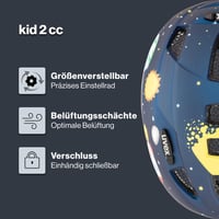 Detská cyklistická prilba Uvex Kid 2 CC - Dark Blue Rocket Matt - 46-52 cm - Možnosť rozšírenia o LED svetlo - Nastaviteľná veľkosť 2