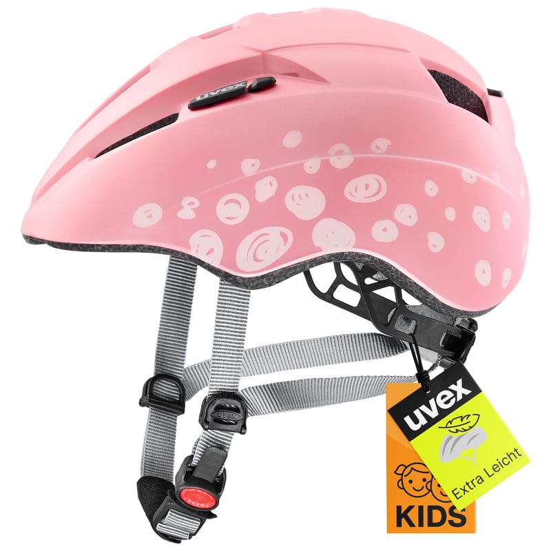Detská cyklistická prilba Uvex Kid 2 CC - Pink Polka - 46-52 cm - Nastaviteľná veľkosť - Možnosť rozšírenia o LED svetlo