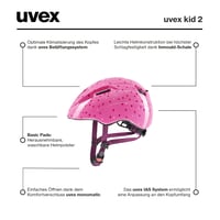 Detská cyklistická prilba Uvex Kid 2 – Pink Confetti – 46 – 52 cm – Ľahká, prateľný vnútrajšok, individuálne nastavenie veľkosti 6