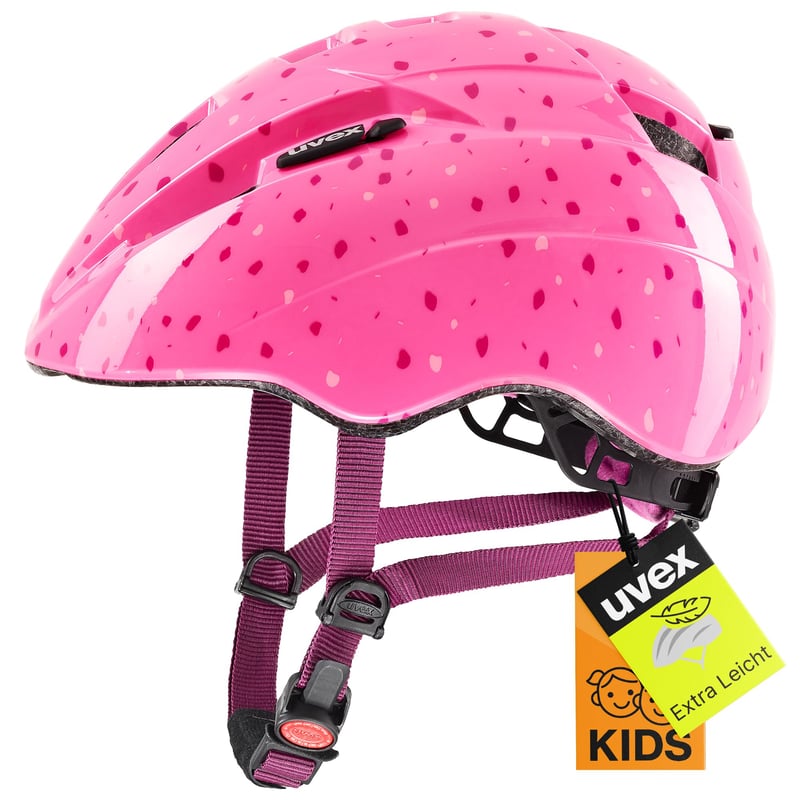 Detská cyklistická prilba Uvex Kid 2 – Pink Confetti – 46 – 52 cm – Ľahká, prateľný vnútrajšok, individuálne nastavenie veľkosti