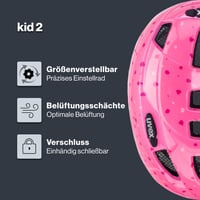 Detská cyklistická prilba Uvex Kid 2 – Pink Confetti – 46 – 52 cm – Ľahká, prateľný vnútrajšok, individuálne nastavenie veľkosti 2