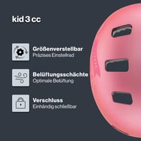 Detská cyklistická prilba Uvex Kid 3 cc – matná ružová – 55 – 58 cm – individuálne nastavenie veľkosti – optimalizované vetranie 2