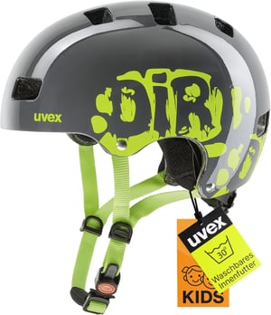Dječja biciklistička kaciga Uvex Kid 3 - sivo-limeta - opseg glave 55-58 cm