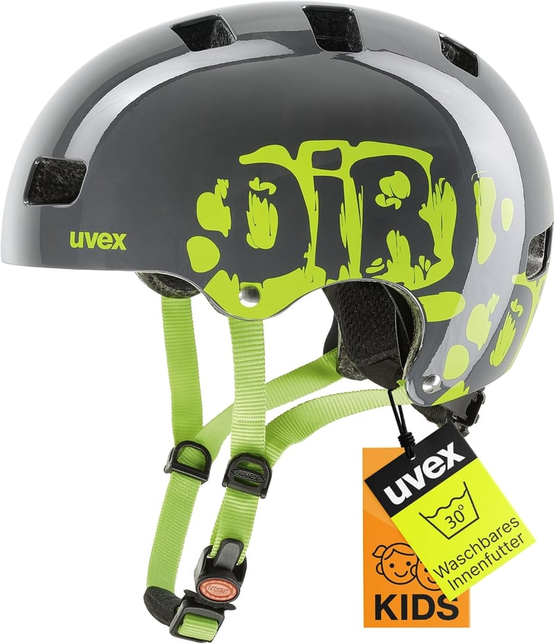 Uvex Kid 3 gyerek kerékpáros sisak állítható mérettel és szellőzéssel - 2-55-58, dirt bike grey-lime