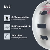 Uvex Kid 3 gyerek kerékpáros sisak állítható mérettel és szellőzéssel - 51-55, Silver / Pink 2