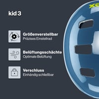 Uvex Kid 3 gyerek kerékpáros sisak állítható mérettel és szellőzéssel - 2-51-55, Stone Blue Pow 2