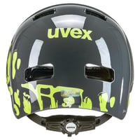 Detská cyklistická prilba Uvex Kid 3 – 51-55 cm – Dirtbike sivá-limetková – individuálne nastaviteľný strih – prateľné vnútorné polstrovanie 3