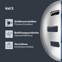 Detská cyklistická prilba Uvex Kid 3 – Race Silver – 51-55 cm – Individuálne nastavenie veľkosti – Umývateľné vnútorné polstrovanie – Optimalizované odvetrávanie 2