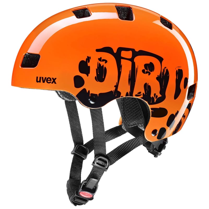 Detská cyklistická prilba Uvex Kid 3 - nastaviteľná - prateľná vnútorná výstelka - dirtbike oranžová - obvod hlavy 51-55 cm