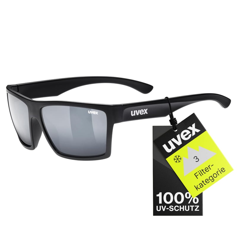 Ochelari de soare Uvex LGL 29 pentru bărbați și femei - Negru Mat/Argintiu - Protecție UV - Ramă ușoară