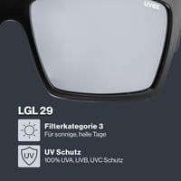 Ochelari de soare Uvex LGL 29 pentru bărbați și femei - Negru Mat/Argintiu - Protecție UV - Ramă ușoară 2