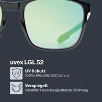 Unisex slnečné okuliare Uvex LGL 52 – čierne so zrkadlovými zelenými sklami 2