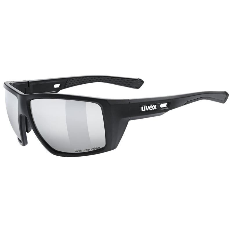 Ochelari sport Uvex mtn venture CV - Negru Mat/Oglindă Argintie - Protecție UV - Lentile cu contrast îmbunătățit - Ochelari de ciclism pentru bărbați și femei