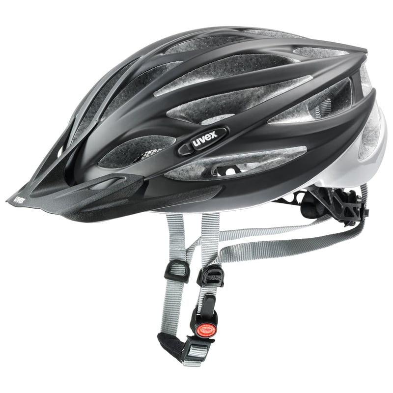 Cyklistická prilba Uvex Oversize čierna matná strieborná, obvod hlavy 61-65 cm, nastaviteľná veľkosť, s umývateľnou vnútornou výstelkou, pre mužov aj ženy