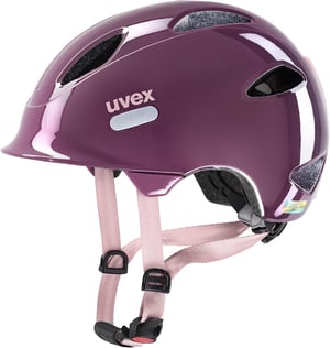 Uvex OYO dječja biciklistička kaciga s bočnom zaštitom i LED svjetlom - plum/dust rose - 50-54 cm