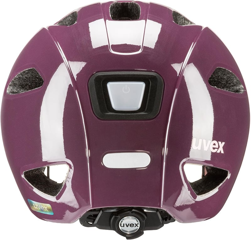 Uvex Oyo gyerek kerékpáros sisak LED világítással és oldalsó védelemmel - 50-54 cm, Plum - Dust Rose